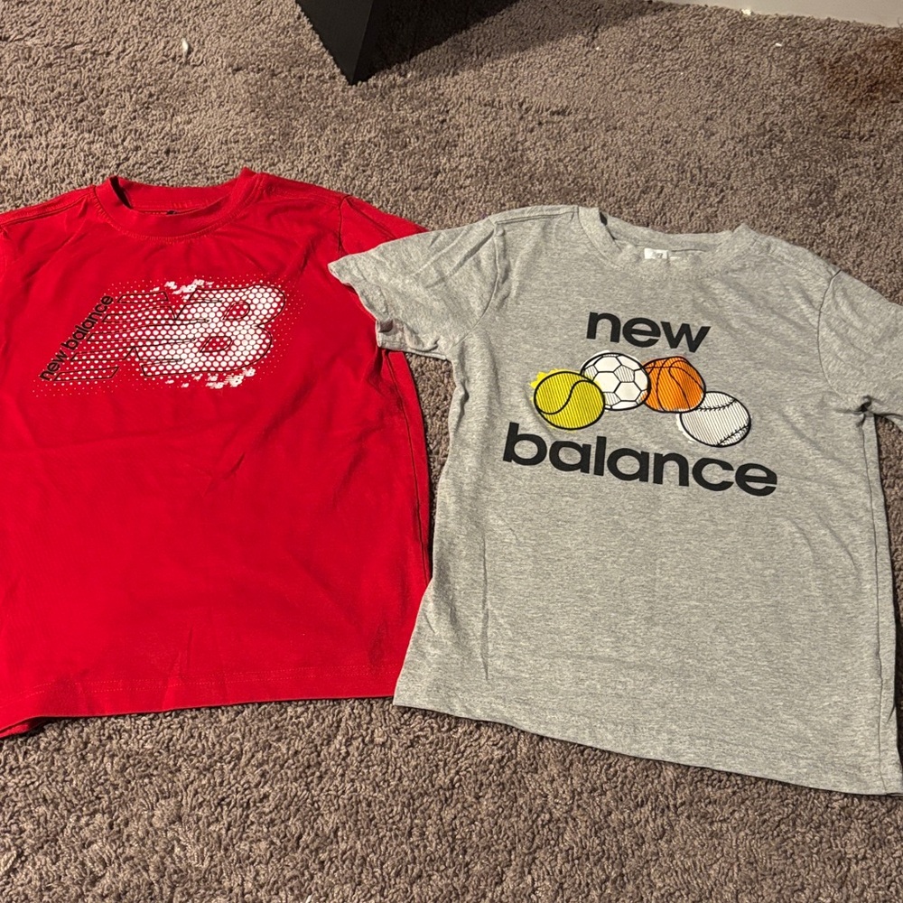 New Balance Red & Gray Kids' Short-Sleeve Graphic Tee Set